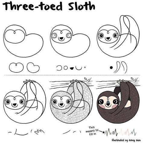 gregham: “How to draw a sloth. #sloth #cute #kawaii #artoftheday ” For ...