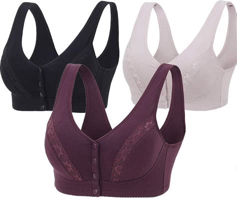 Women's Snap Front Closure Luxury Wireless Comfort Bra Wireless Cotton ...