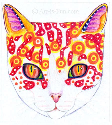 Drawing Of A Cat In Color