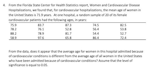 Solved 4. From the Florida State Center for Health | Chegg.com