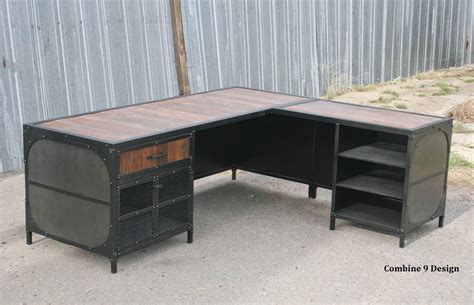 Modern Industrial L Shaped Desk. Steel and Reclaimed Wood Desk - Etsy