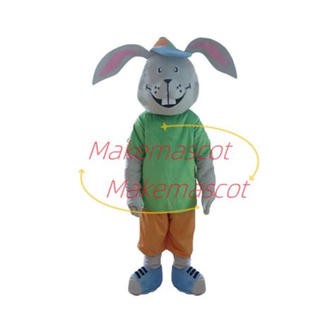 Male Rabbit With Smile Face Mascot Costume