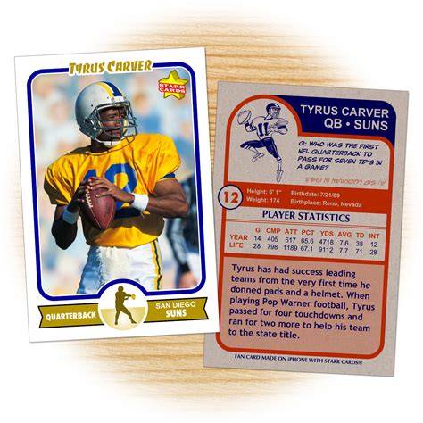 Make Your Own Football Card with Starr Cards