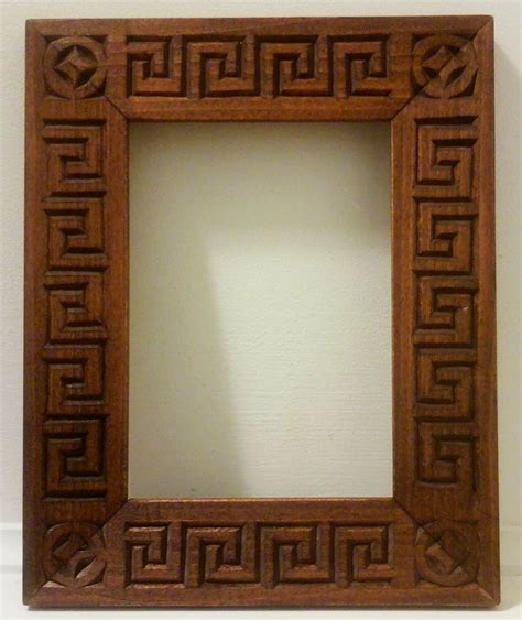 Carved Wood Frame Chip Carved Greek Key Design 5x7