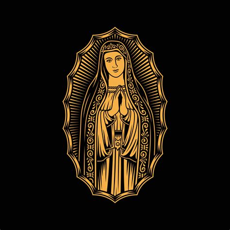 Virgin Mary Vector Graphic On Black 5559195 Vector Art at Vecteezy