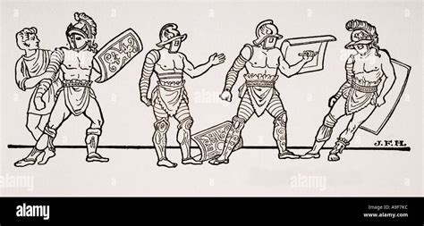 Gladiators, from a wall painting at Pompeii Stock Photo - Alamy