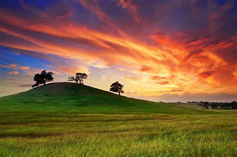 HD wallpaper: green hills, usa, california, sunset, spring, may, sky ...