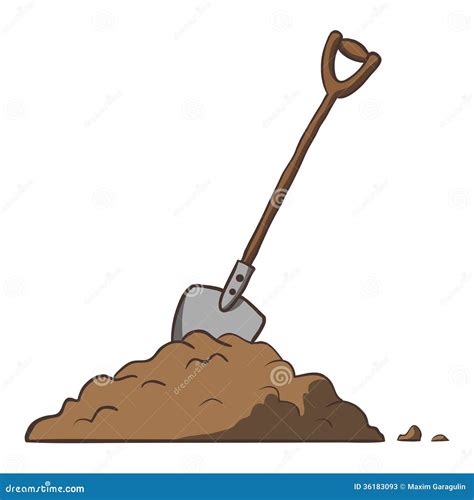 Shovel In Dirt. Vector Cartoon Freehand Stock Vector - Image: 36183093