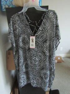 New NWT PALISADES Beach Club Swimsuit Cover-up Tunic black & White ...