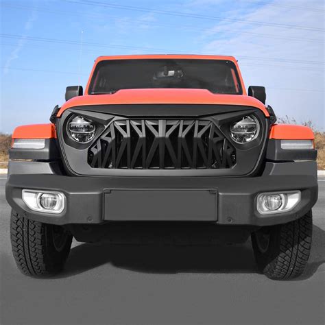 Front Shark Grill Grille for Jeep Wrangler JL Gladiator JT Matte Black ...