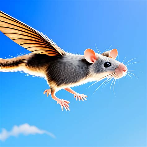 A colorful rat flying on the blue sky with white wing - Arthub.ai