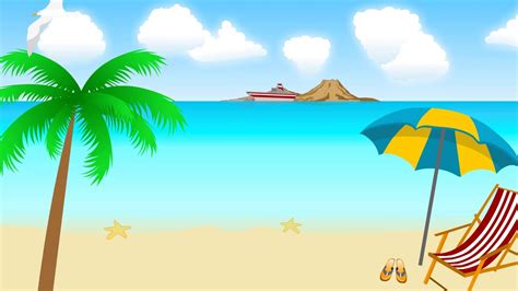 Animated cartoon Beach Scene background video - YouTube