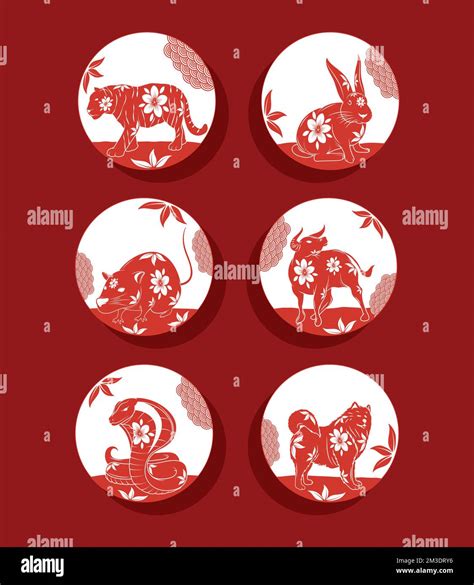 chinese new year animals icons Stock Vector Image & Art - Alamy