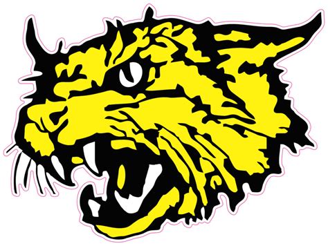 5.5in x 4in Yellow Left Facing Wildcat Mascot Sticker Vinyl School Dacal