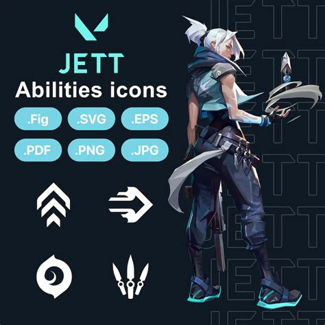 Valorant Jett Agent Abilities Icons SVG PNG EPS Pdf Figma Vector Logo for Gaming Enthusiasts and ...