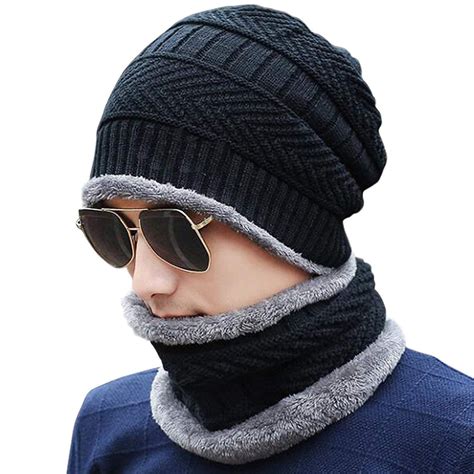 Buy HIVER Unisex Acrylic Cap (BeanieCap-NeckWrap-Black_Black_Free Size ...