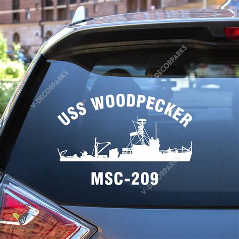 Uss Woodpecker Msc-209 Navy Ships Car Decal, Car Window Sticker Gift For Navy Veteran ...