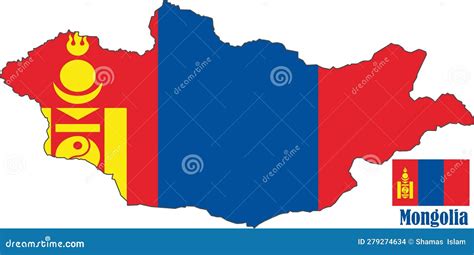 Mongolia Map and Flag Illustration Vector Stock Vector - Illustration ...