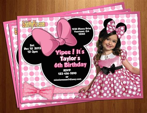 FREE Printable Minnie Mouse Birthday Invitations Personalized | FREE Invitation Templates - Drevio