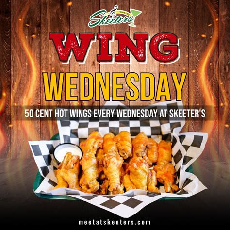 It's WING WEDNESDAY at Skeeter's BarandGrill! Enjoy our $0.50 signature wings when we open at 3 ...