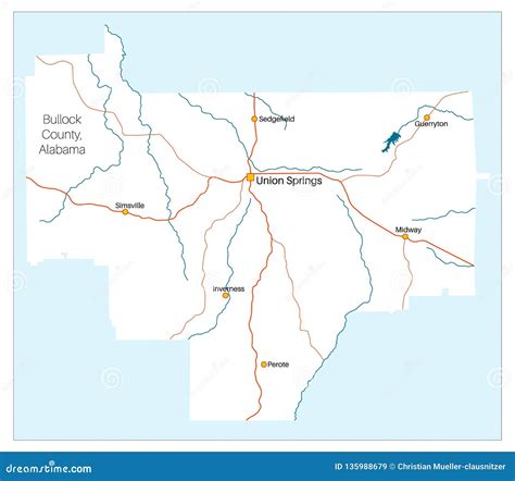 Large Map Of Bullock County In Alabama Cartoon Vector | CartoonDealer.com #135988679