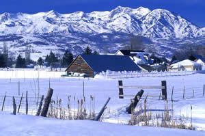 Mt. Ogden and Snowbasin Ski Area from Huntsville, Utah. (Photo copyright © 2008 by Stephen ...