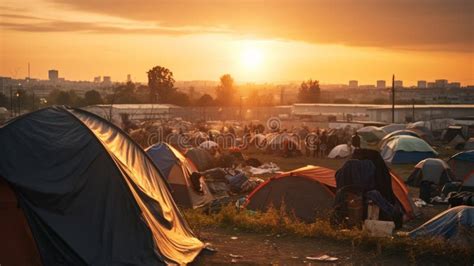 Refugee Camp Tents. Neural Network AI Generated Stock Image - Image of ...