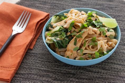 Recipe: Stir-Fried Chicken Pad Thai with Baby Tatsoi & Spicy Peanut ...