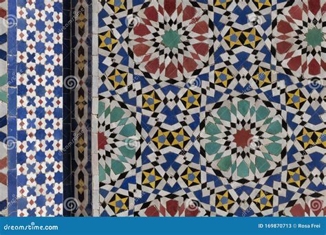 Traditional Abstract Moroccan Tile Mosaic Background, Royal Palace in Fes, Morocco Stock Image ...