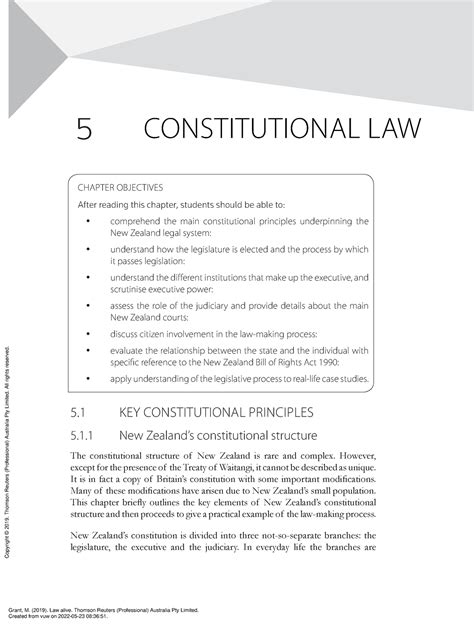 Law Alive - (5 Constitutional LAW) - 5 5 CONSTITUTIONAL LAW CHAPTER OBJECTIVES After reading ...