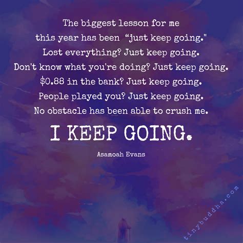 "The biggest lesson for me this year has been 'just keep going.' Lost ...