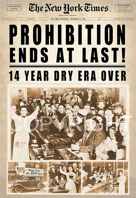 Prohibition Ends Newspaper Headline XXXL Vintage Poster 12 X 18 - Etsy