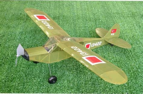 PM 2009 Piper L 21C - Rubber Powered Balsa Model Airplane Kit - Hobbytime Model Kits