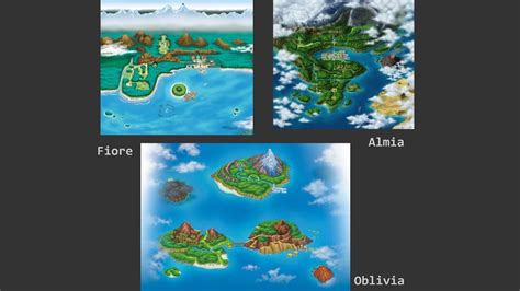 Pokemap 10 : Fiore, Almia, Oblivia : Présentation des régions de ...