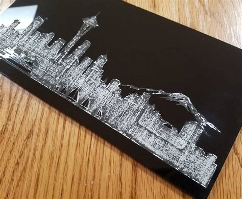 Seattle Skyline on Black Acrylic - Made on a Glowforge - Glowforge Owners Forum