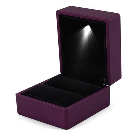 Ring Box With LED Light Rings Velvet Jewelry Case, LED Light Ring Box ...