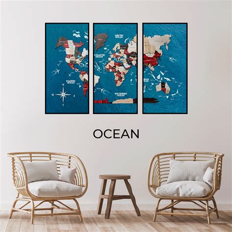3D Wooden Triptych World Map Urban from Enjoy The Wood
