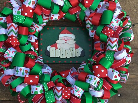 Holly Jolly Christmas Ribbon Wreath | Etsy