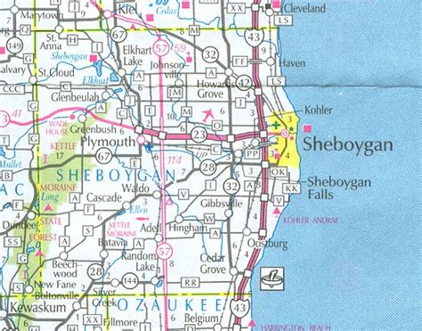 Sheboygan County Map - Wisconsin - Wisconsin Hotels - Motels - Vacation ...