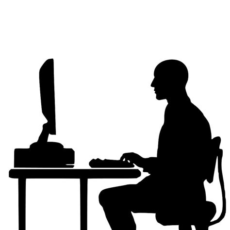 programmer, typing, silhouette, computer, people, working, internet ...