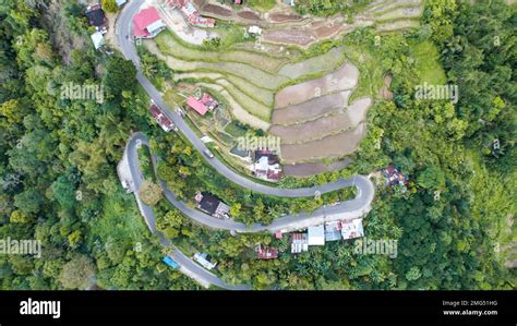 Aerial view of Kelok 44. Tuning 44 is a unique street located in the religion district, reviewer ...