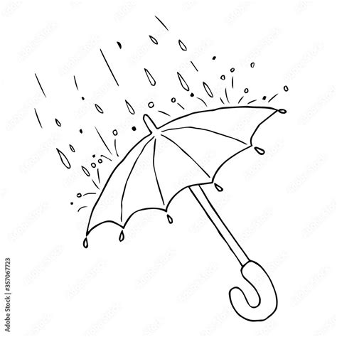 Vector illustration doodle of umbrella and rainy weather isolated on ...