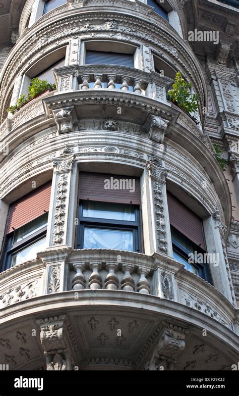 View of famous balcony in Milan Stock Photo - Alamy