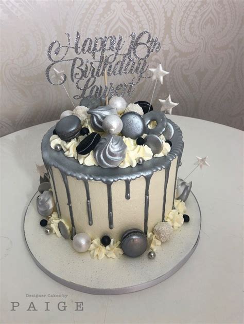 Beautiful silver drip cake | Sweet 16 birthday cake, 18th birthday cake ...