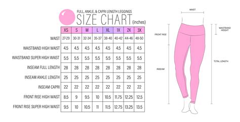 women's leggings size chart