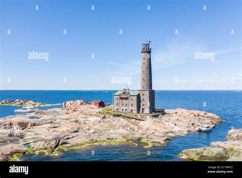 Aerial view of Bengtskär lighthouse in Gulf of Finland in summer Stock ...