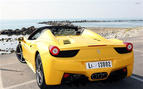 Yellow Ferrari 458 Spider back view wallpaper - Car wallpapers - #51679