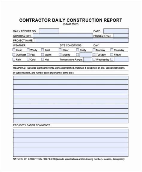 Construction Daily Report Template Luxury 32 Sample Daily Log | Book template, Report template ...