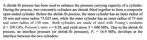 Solved A shrink-fit process has been used to enhance the | Chegg.com