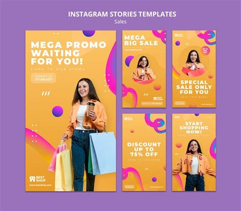 Free PSD | Flat design of sale instagram stories template